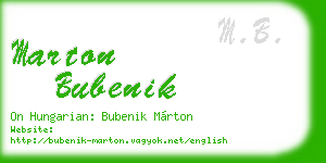 marton bubenik business card